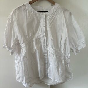 Women's 100% Cotton White Button-Up Top